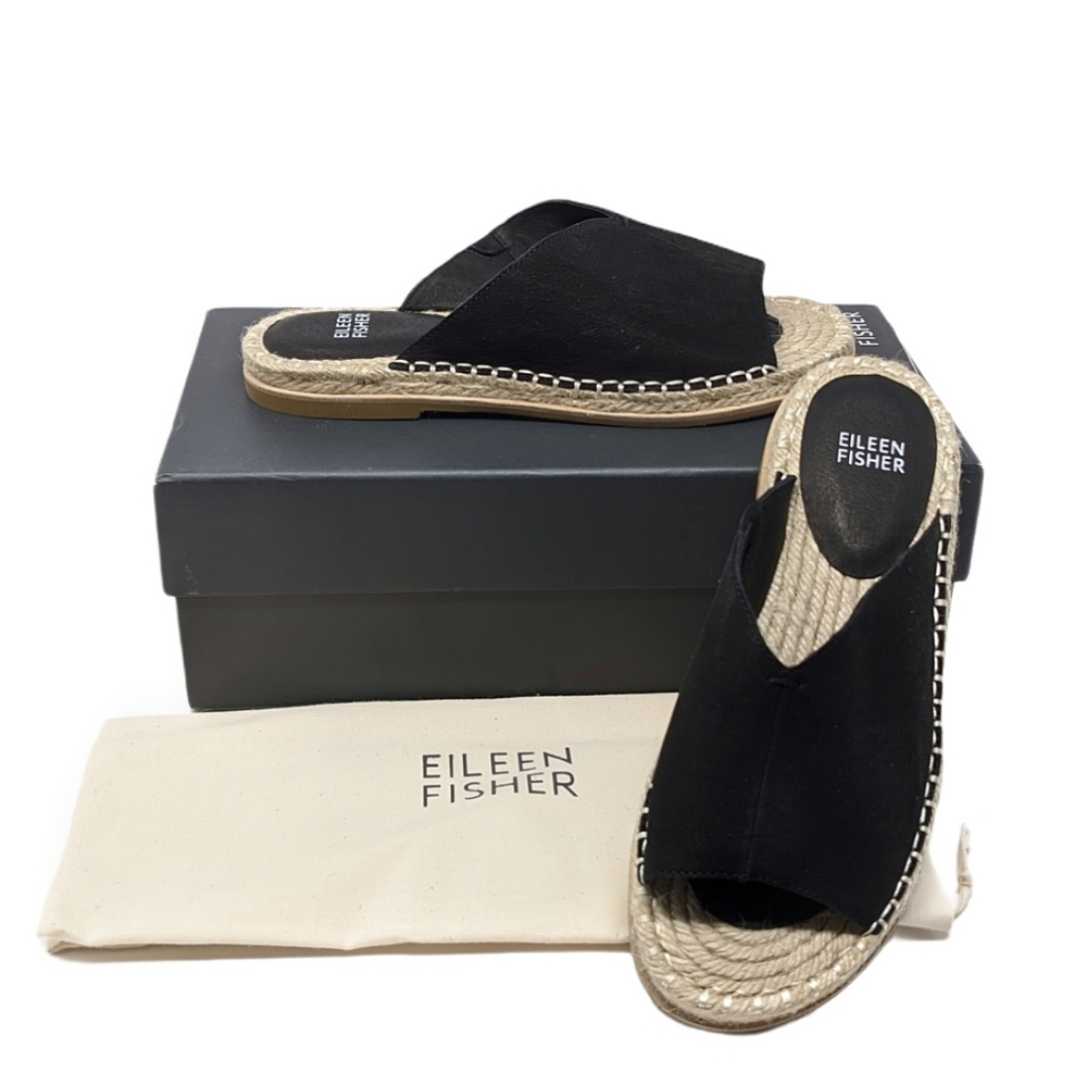 NIB Eileen Fisher Milly Espadrille Black Sandals